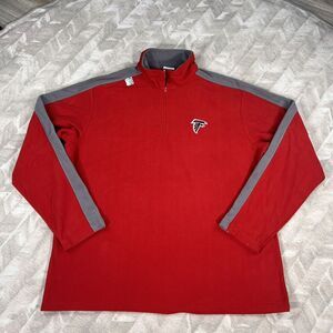 Atlanta Falcons‎ NFL Team Apparel 1/4 Zip Red Gray Stipe Pullover Size 2XL NWOT